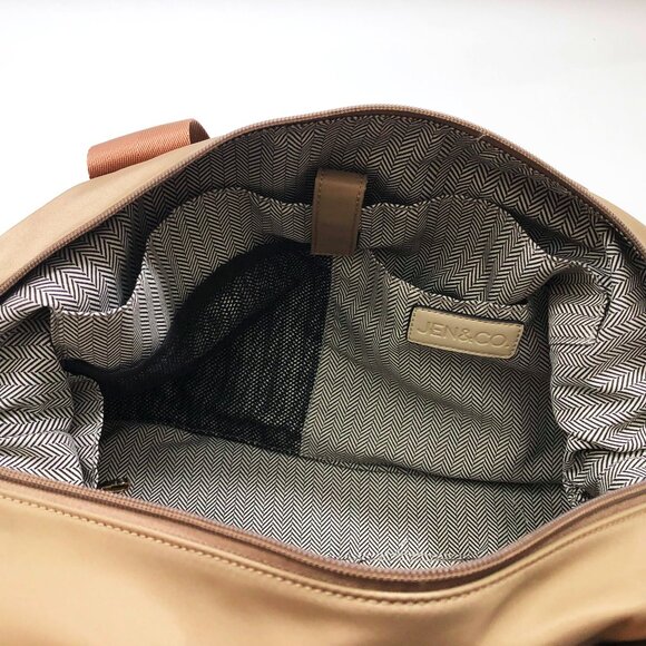 Jen and Co Taupe Weekender Nylon Bag with Trolley Sleeve 19 x 11 x 7 inches - Picture 5 of 11